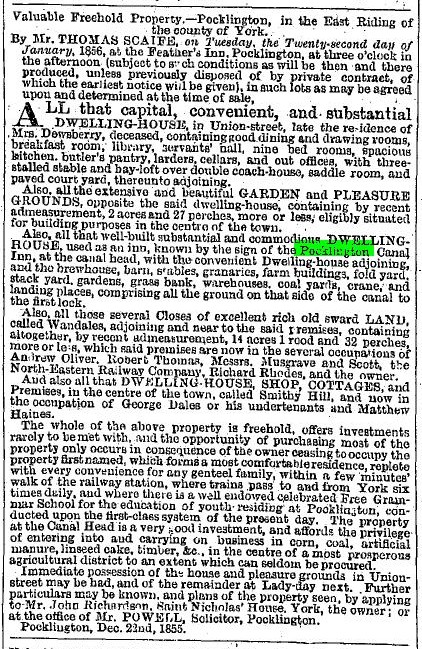 Leeds Mercury 1856